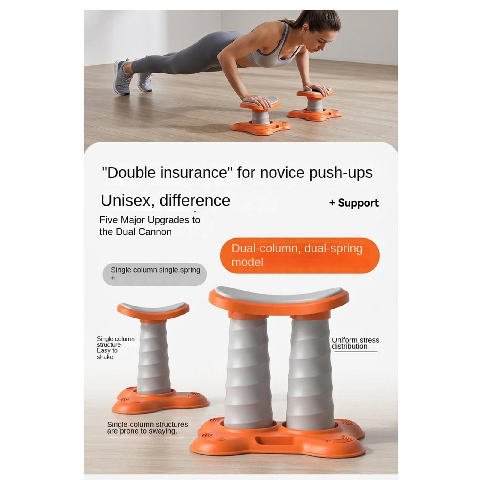 flessioni, doppia colonna ergonomica antiscivolo con ampio supporto di base | flessioni con molle ausiliarie per allenamento muscolare, esercizi di fitness, allenamento per uomini e donne, ufficio,