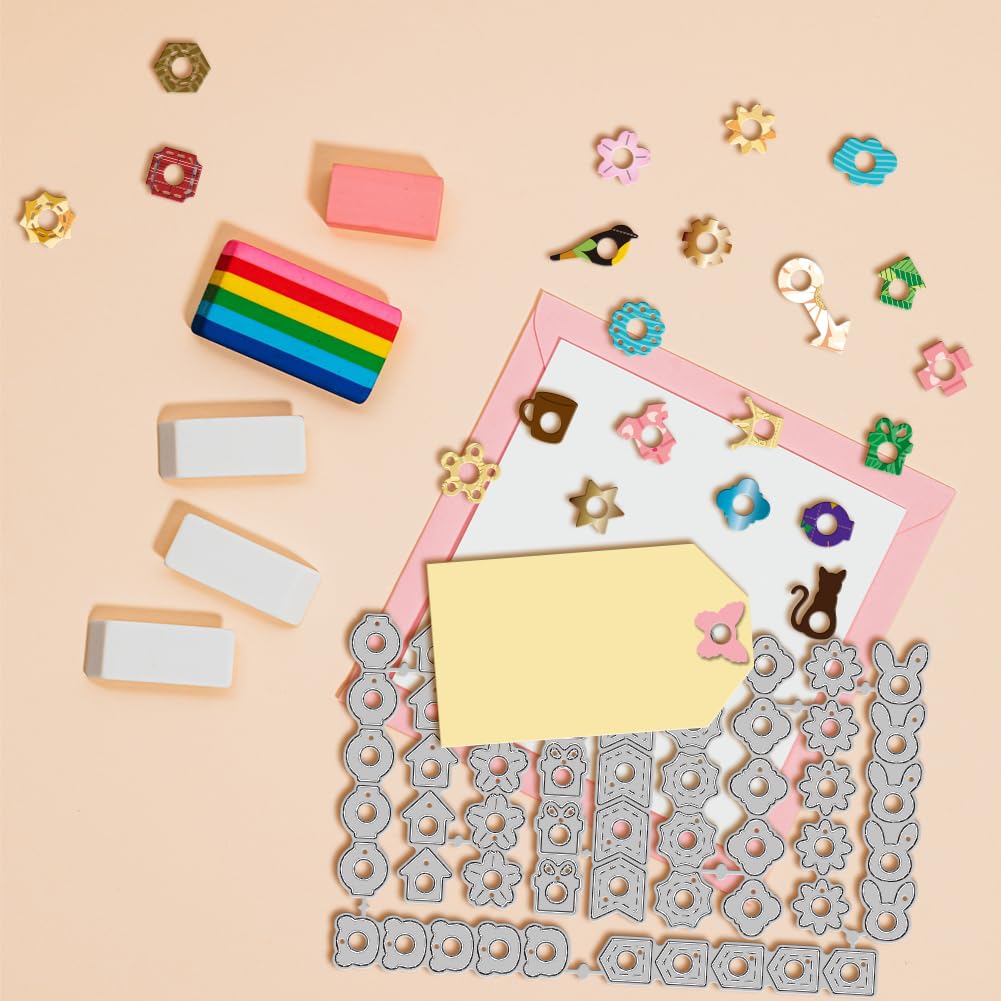 GLOBLELAND Page Tab Hole Reinforcement Cutting Dies for DIY Scrapbooking Metal Geometric Craft Cut Dies Page Reinforcements Frame Die Cuts for Card Making Embossing - Image 4