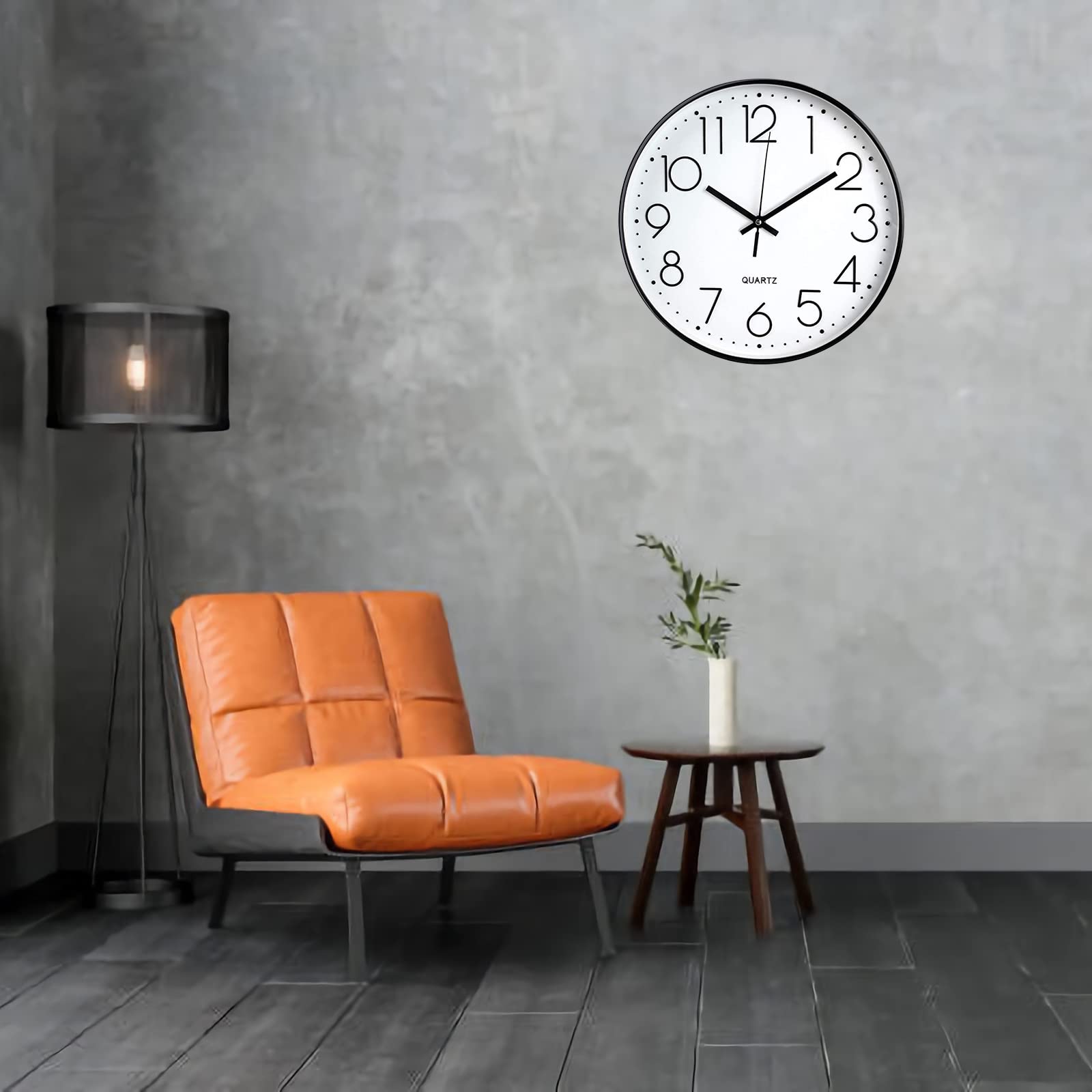 Tebery 30 cm Reloj de Pared sin Tic TAC, Modern, silenciosa, Gran Esfera Negro