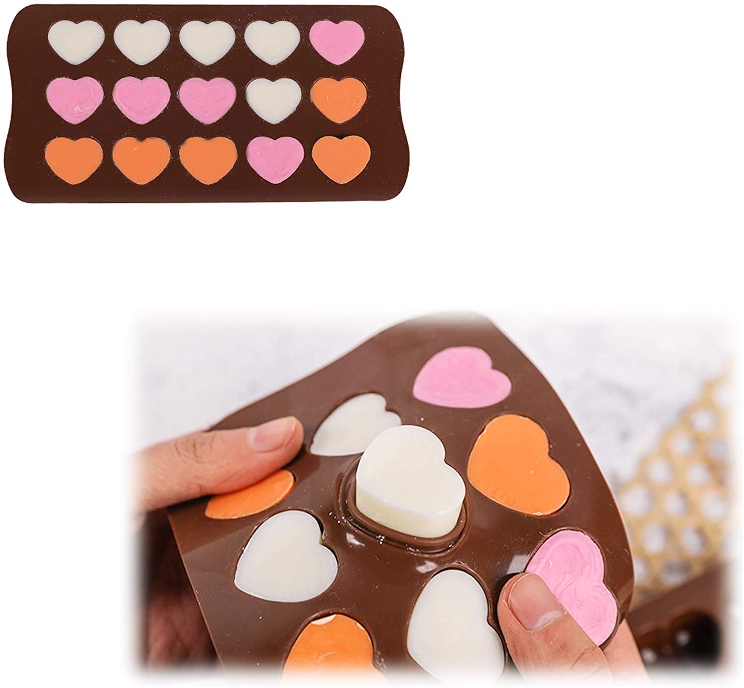 First Try 15 Cavity Melting Chocolate Silicone Molds Shapes for Valentine's Day DIY Gift Mini Heart Love Shape Hot Cocoa Moulds for Cake Candy Jelly Ice Cube (Heart Shape) 4