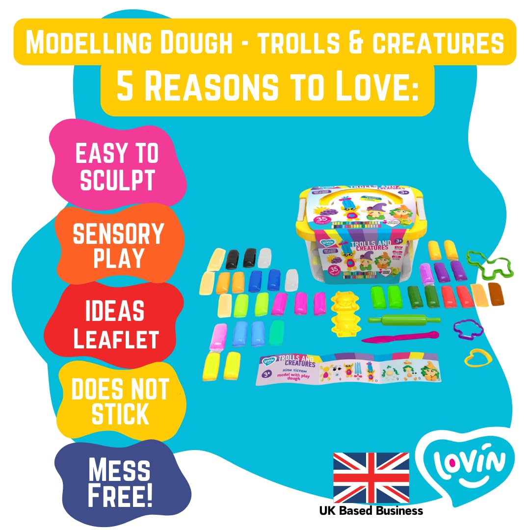 Trolls and Creatures Box, Lovin Modeling Set with Colour Dough, Craft Kits for Kids - Arts and Crafts for Kids - Colour Dough Modelling and Sculpting Playdough Set - Ideal Creative Activity Kit - Image 2