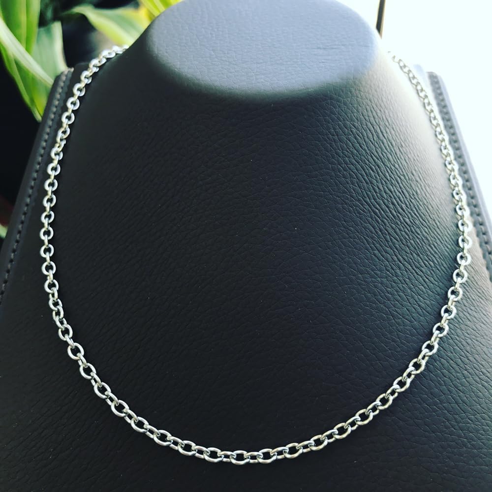 DoubleAccent 4mm Stainless Steel Chain Cable Link Chain Necklace (Available Length 20",24",30")