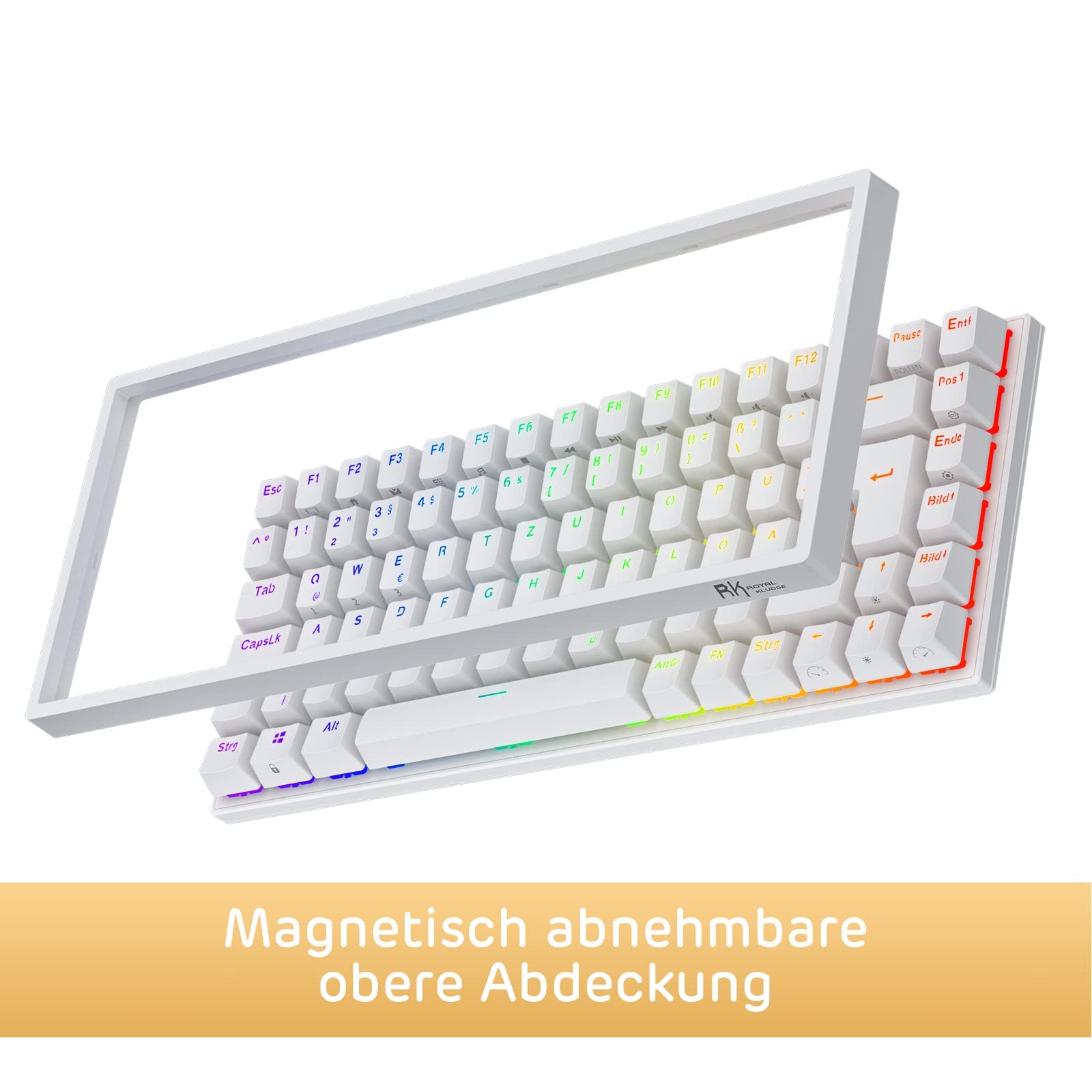 RK ROYAL KLUDGE RK84DE Limited Ed RGB mechanische Tastatur, QWERTZ | 75% Dreifachmodus BT5.0/2.4G/USB-C Hot Swap TKL Mechanische Tastatur, 84 Tasten Drahtlose Gaming-Tastatur, Custom Schalter