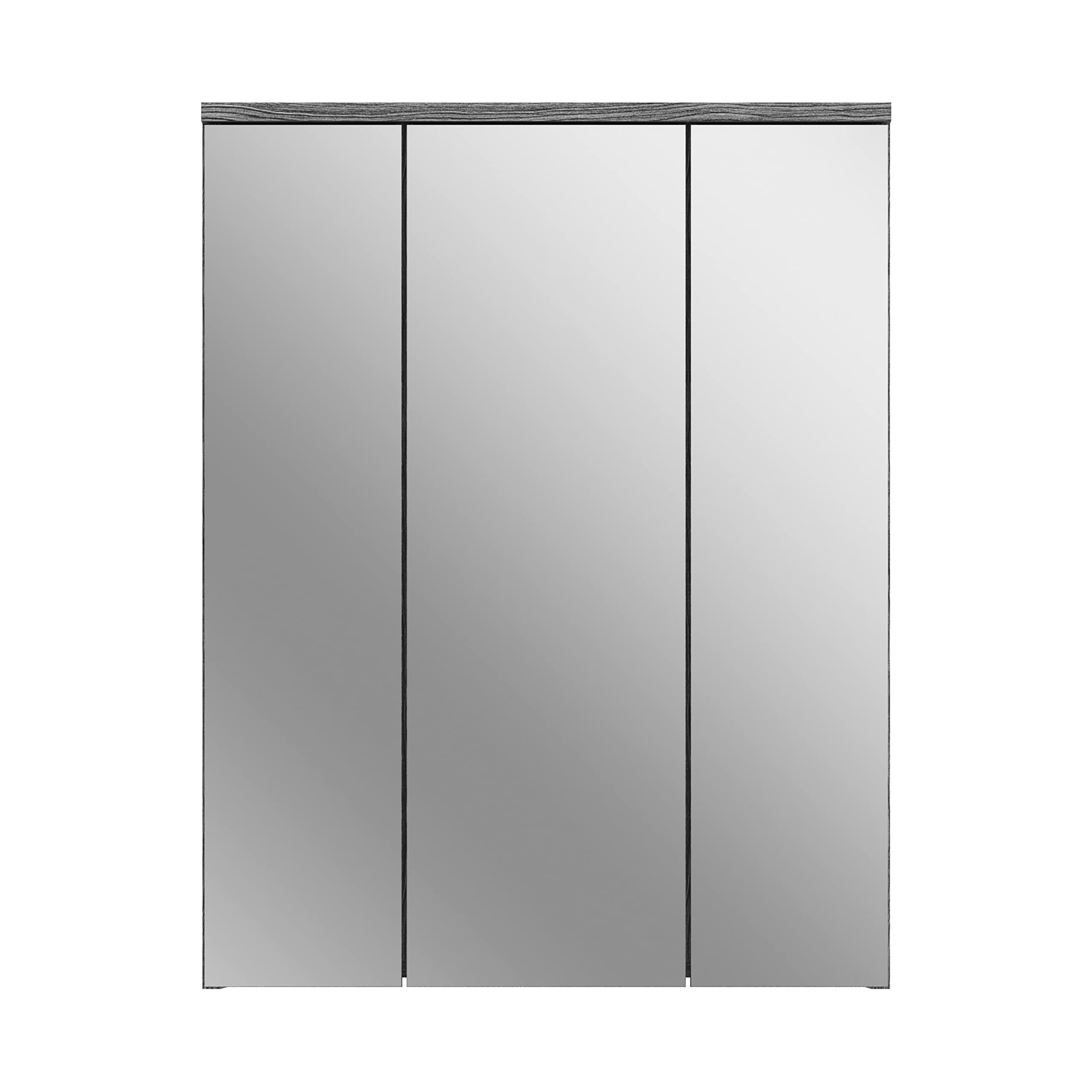 xonox.home Badezimmer Blake 3tlg. Kombination Badmöbel Set Set für kleine Bäder Komplettprogramm Badezimmer Bademöbel-Set in weiß Hochglanz, rauchsilber Nachbildung