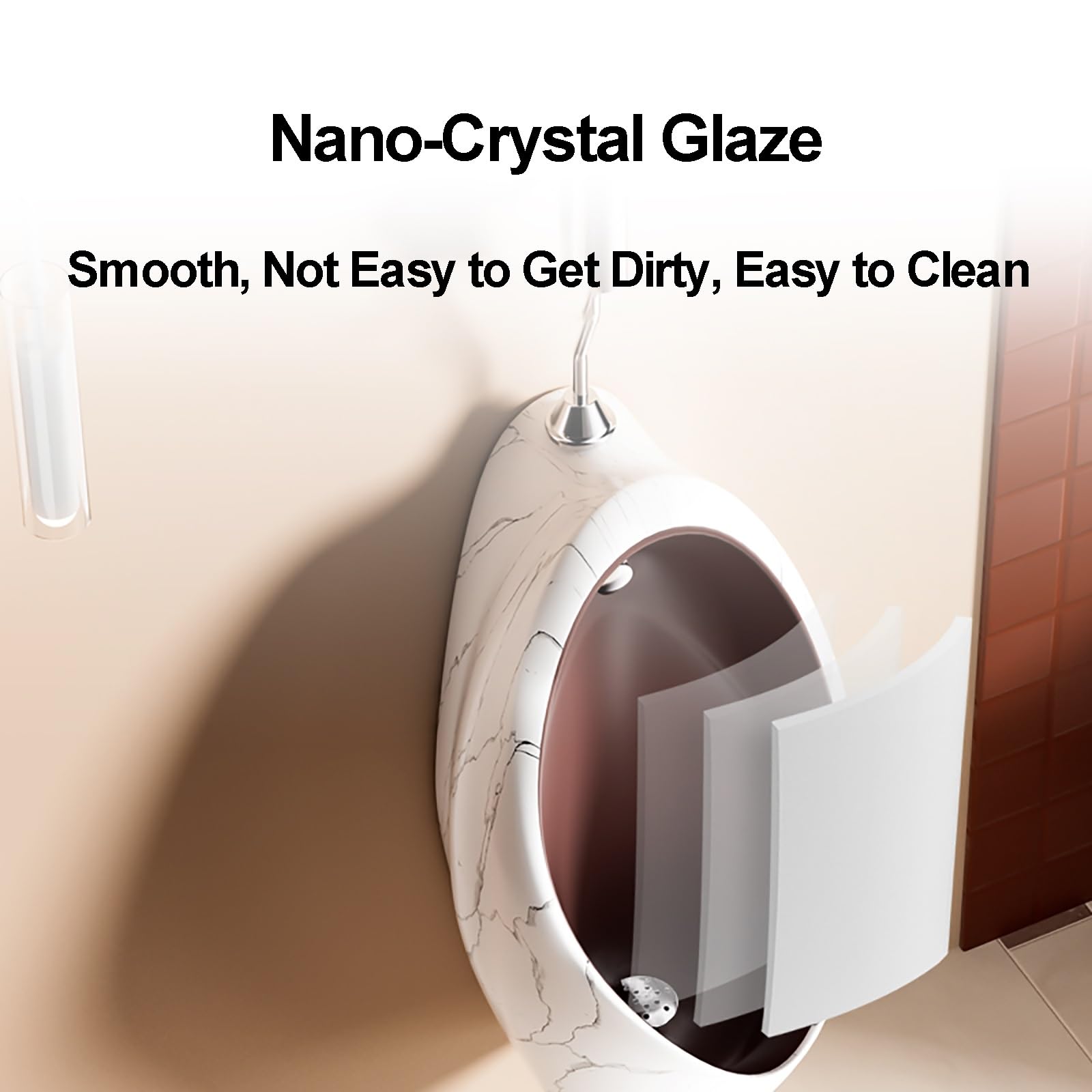 Orinatoio a Parete con Sensore Intelligente, Urinatoio Uomo in Ceramica per Bagno, Toilette Pubbliche, Hotel, Karaoke, Club di Lusso(Black)