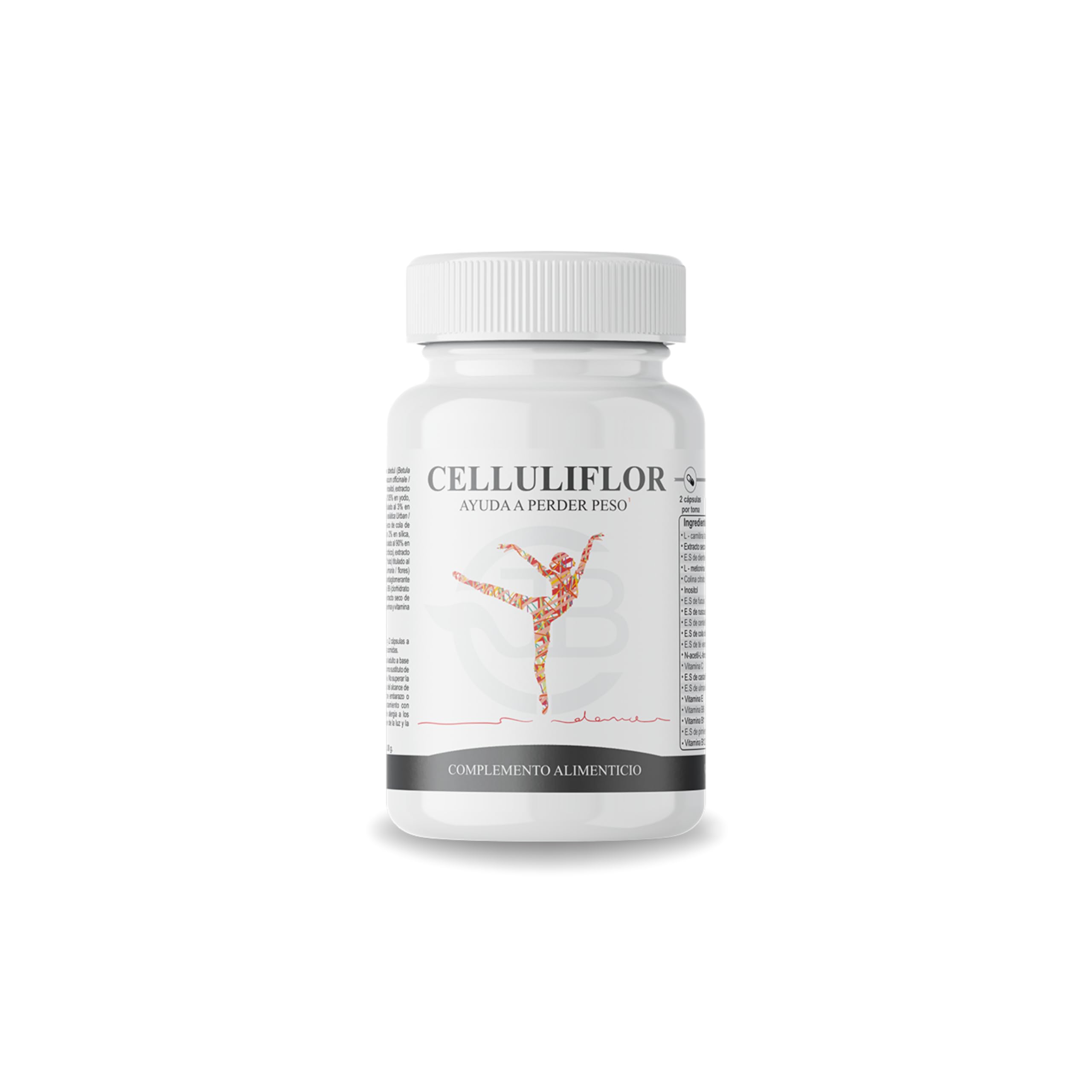 Celluliflor | Con L-Carnitina, Fucus, Centella Asiática y Té Verde | Drenaje, Metabolismo y Cuidado de la Piel | Retención de Líquidos | Celulitis | 120 Cápsulas Vegetales