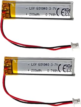 Pack of 23.7V 200mAh 601040 Rechargeable LiPo Battery Pack for Drones Bluetooth Earbuds Mini Bluetooth Speakers Please check whether the equipment matches before purchasing,JST Connector2.0 2-pack