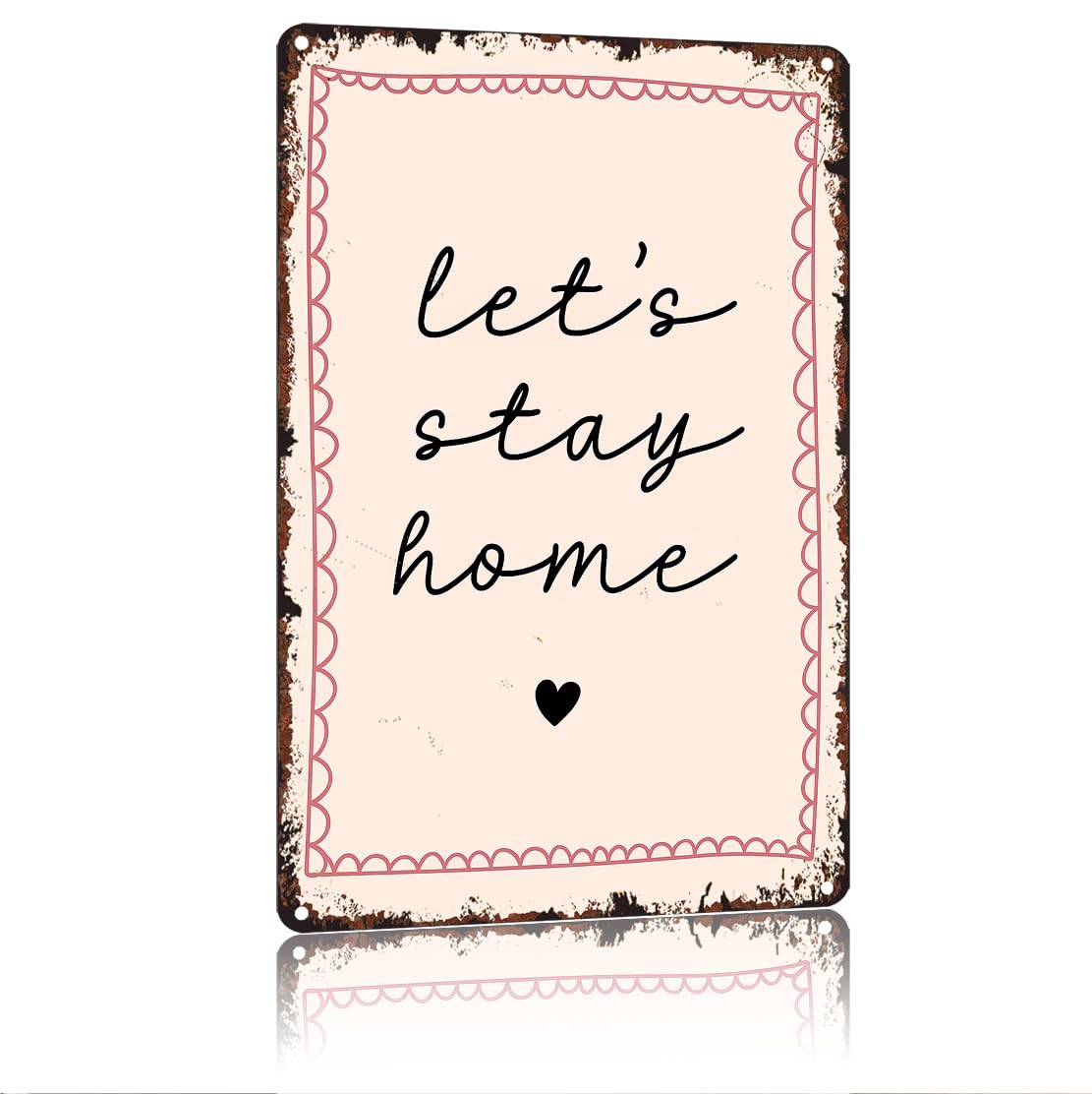 peiyeety Let'S Stay Home Funny 8x12 Inch Aluminum Vintage Metal Tin Signs-For Living Room Kitchen Bedroom Patio Porch Men'S Nest Wall Decor