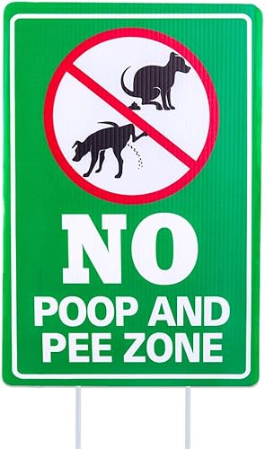 WaaHome Letrero de perro con estacas de metal con estacas de metal «Please Pick Up After Your Dog» de 8 x 12 pulgadas, letrero de «Please Pick Up