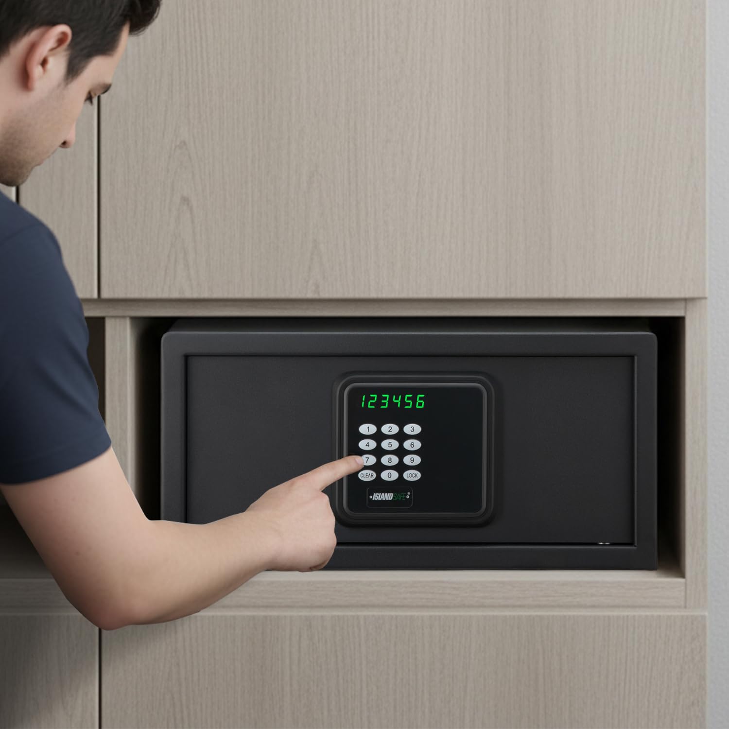 Hoteltresor mit digitaler Tastatur, 3,5 m³, Befestigung an der Bodenwand, Gelddokumente, Bürotresor für iPhone, Schmuck, Waffe (schwarz, digitaler Code)