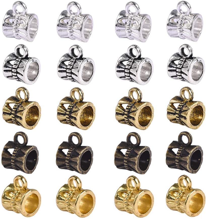 OBSEDE Connectors Bails Beads for Jewelry Making Tube Spacer Bead Hanger Fit European Charms Bracelet Pendants Mixed Color 250Pcs