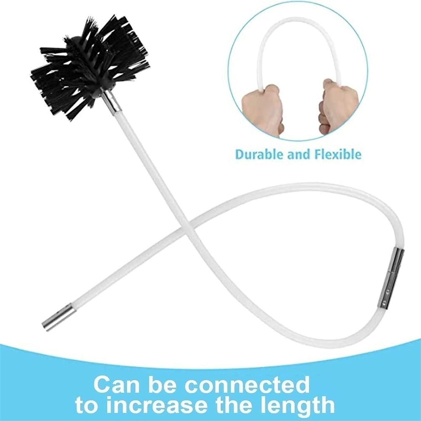 Kit Canna per Canna Fumaria, Kit Attrezzi per La Pulizia della Spazzatrice Elettrico per Trapano Rotante con Aste Flessibili in Nylon, Pulito dal Basso Verso l'Alto Kit Pulizia Camino