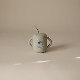 mushie x Bluey 100% Silicone Training Cup & Straw for Toddlers | 6 Months+ (Bluey Sage)