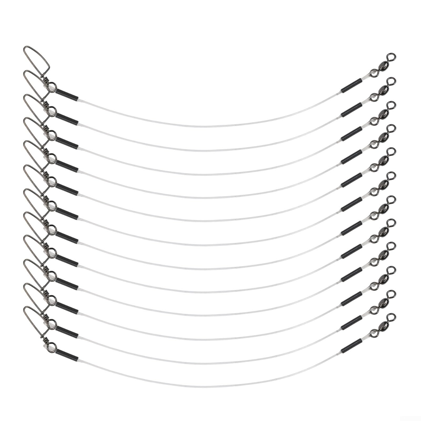 Lot de 12 bas de ligne de pêche en fluorocarbone de 9 à 36,3 kg avec émerillon, fil solide et invisible pour eau douce et salée
