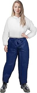 AMZ Blue Disposable Scrub Pants for Women and Men. Polypropylene Disposable Pants with Waist Ties, Open Ankles, 2 Pockets