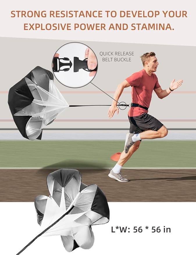The set also comes with 12 disc cones for marking out training drills and practicing agility exercises. A resistance parachute is included to build strength and speed, while a jump rope is also included for cardiovascular training. Lastly, four resistance bands are included to provide varying levels of resistance for strength training exercises. Overall, this set is ideal for football players looking to enhance their skills and performance on the field.
