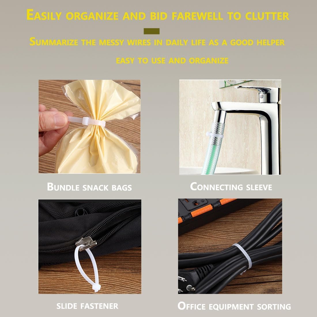500PCS 8 inch zip ties clear, 40lb Strength, width 0.14 inches ，UV Resistant Strong Nylon Cable Ties,Nylon Cable Wire Ties,Heavy Duty White, for Indoor electrical ties,white zip ties