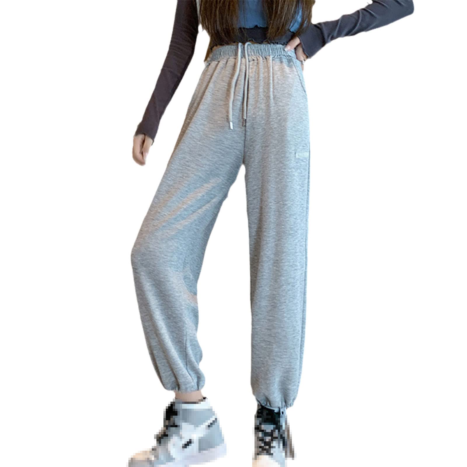 Pantalon de jogging femme gris clair L coupe ample Alloaone