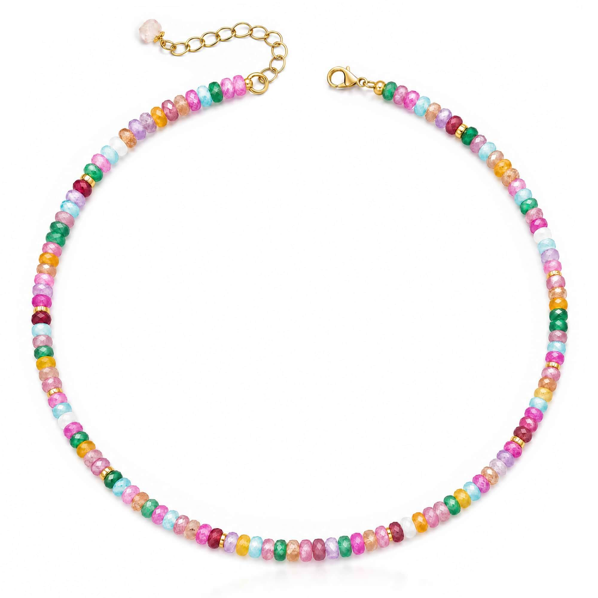Natural Heishi Gemstone Choker Necklace for Women, Adjustable 15"+2" Beaded Layering Necklace, Coastal Beach Jewelry Gift for Her