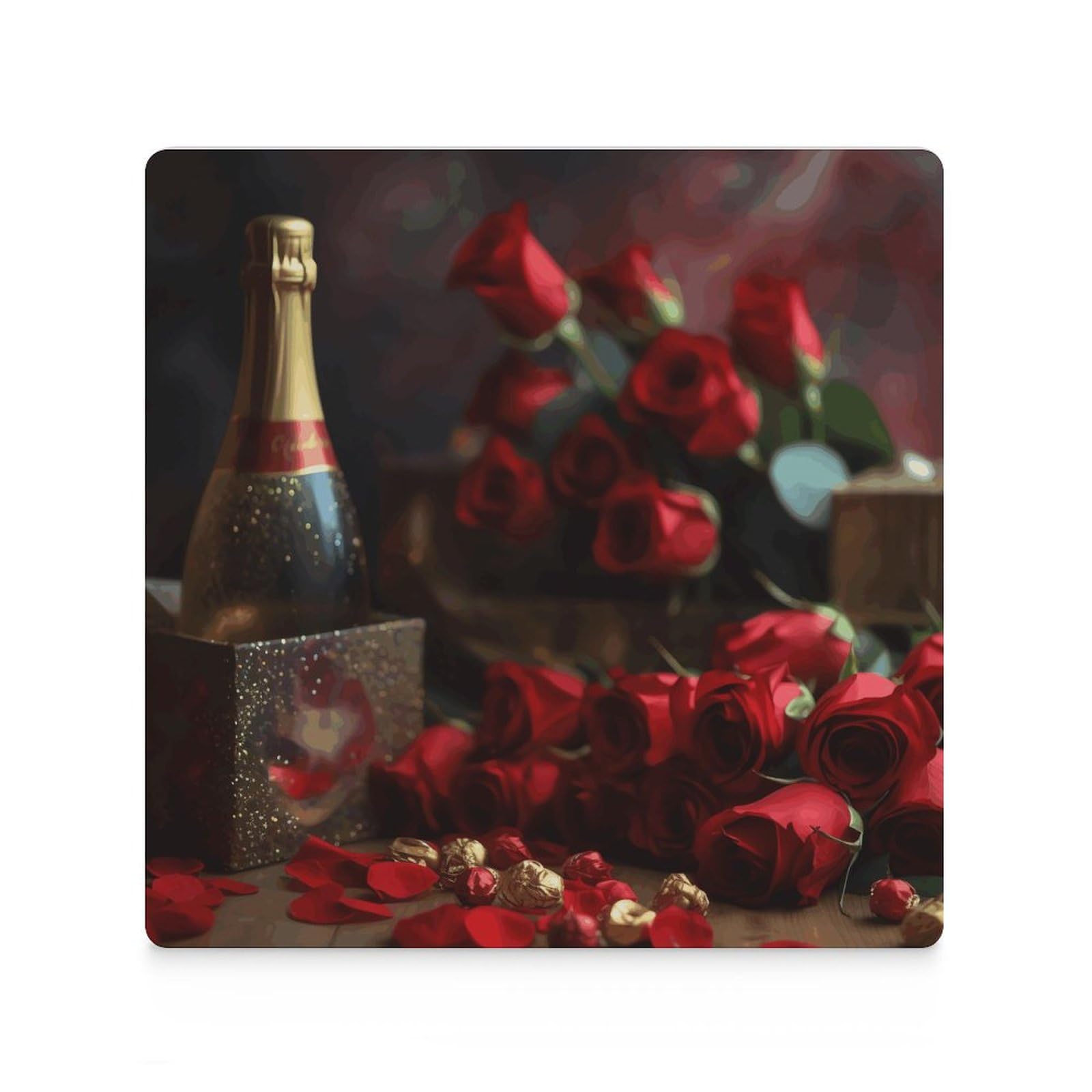 6 posavasos cuadrados de cerámica para bebidas, vino y flores en la mesa, posavasos impresos para el hogar y el café, regalos de cumpleaños, adecuados para tipos de tazas