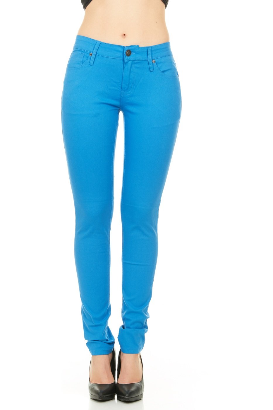 No Fuze Women's Skinny Comfy 5 Pocket Stretch Color Jean Pants Royal Blue Size 13/14 (Waist Size 34in)