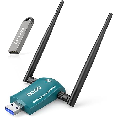 Wireless USB WiFi Adapter, QGOO WiFi Adapter USB 3.0 AC1200 High Gain Dual 5dBi Antennas 802.11ac/a/b/g/n Dual Band 2.4GHz/300Mbps 5GHz/867Mbps for PC Windows 11/10/8/7/Vista/XP(Green)