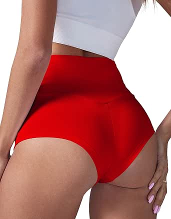BZB Women's Cut Out Yoga Shorts - High Waist Scrunch Booty Gym Workout Hot Pants, Red, X-Large - View #2