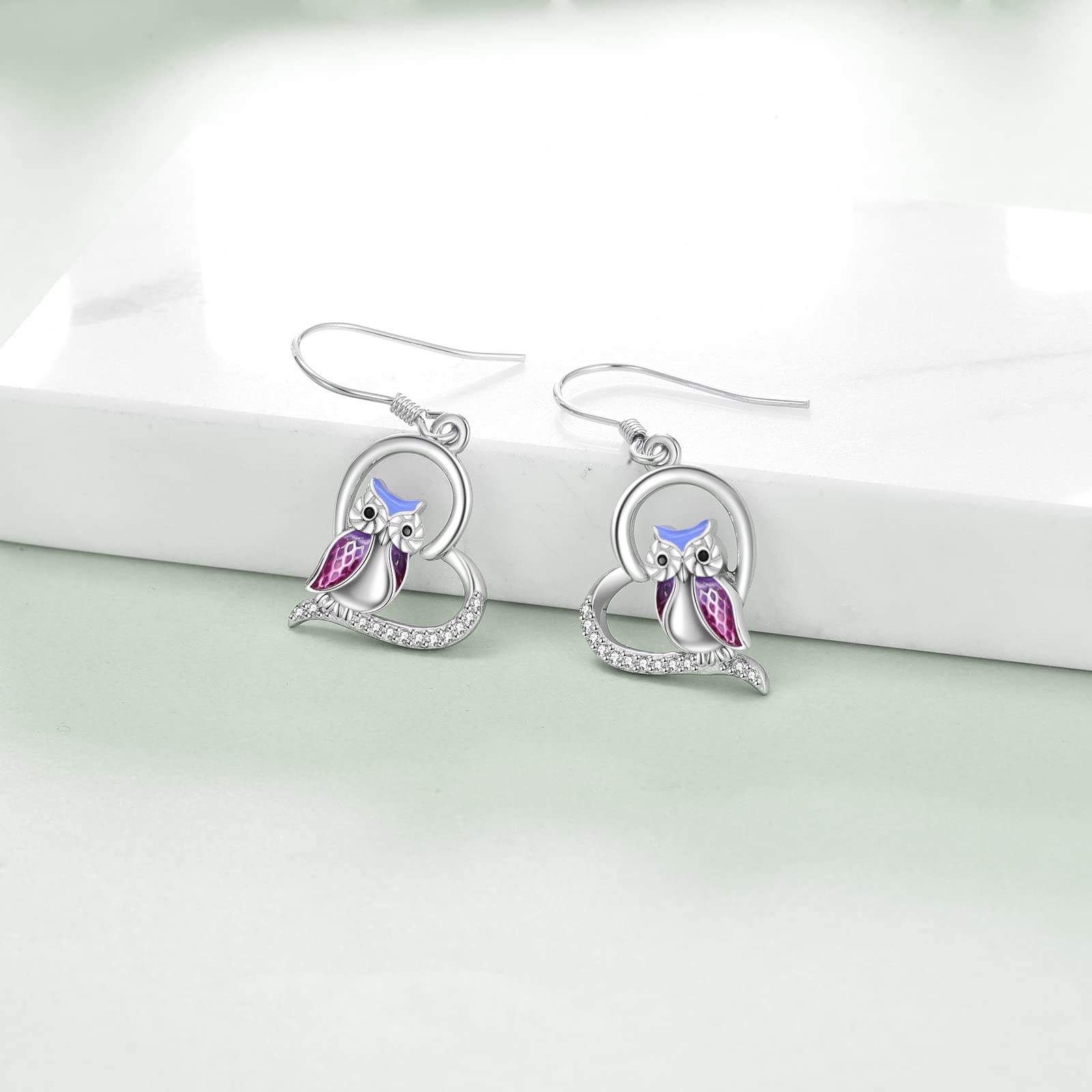YFN Eulen-Ohrringe für Frauen Sterlingsilber-Eulen-Schmuck-Geschenk-Tropfen-Ohrringe für Frauen-Mädchen