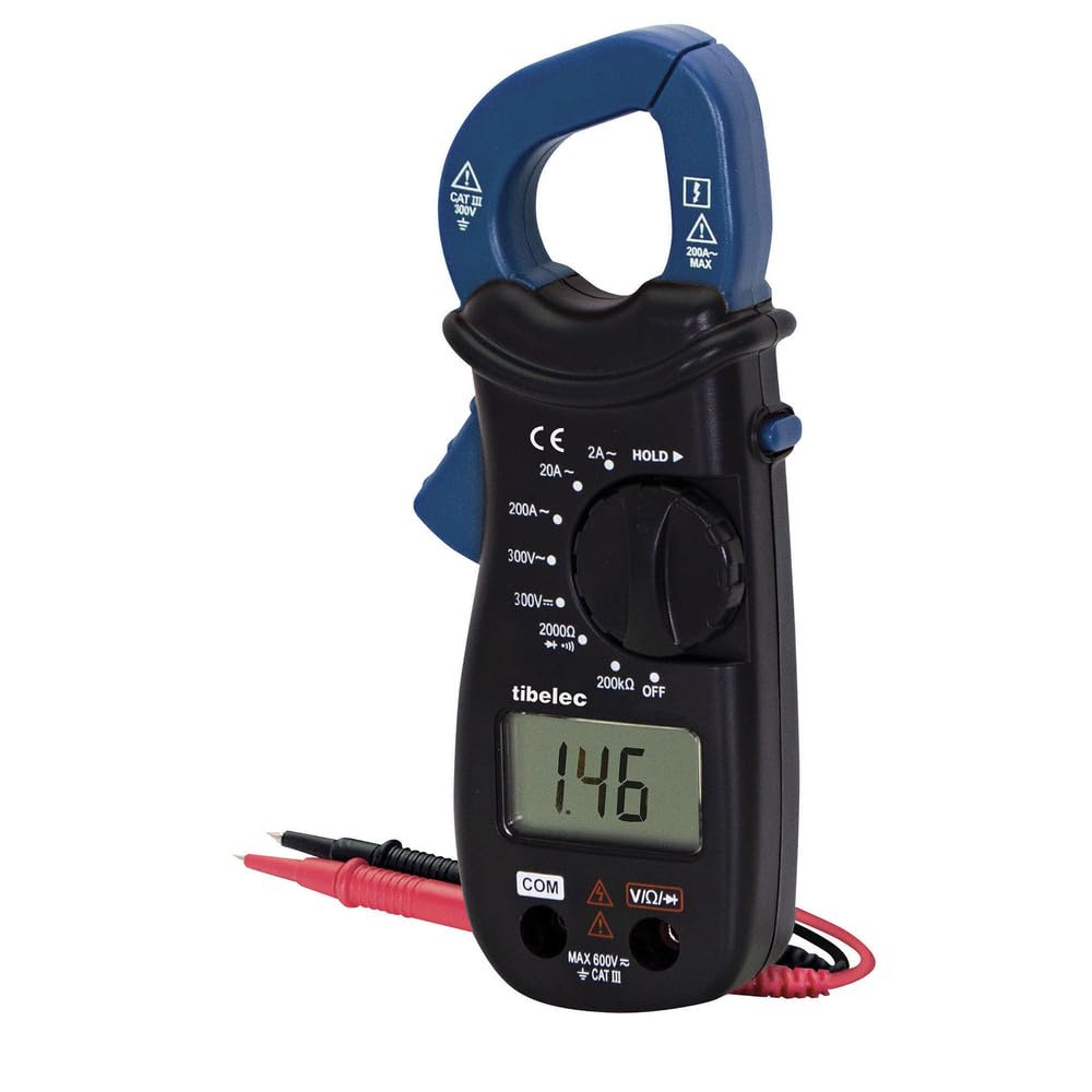 Multimètre à pince ampèremétrique de poche digitale 5 fonctions, 300V, 200A, cat III, garantie 3 ans - Tibelec