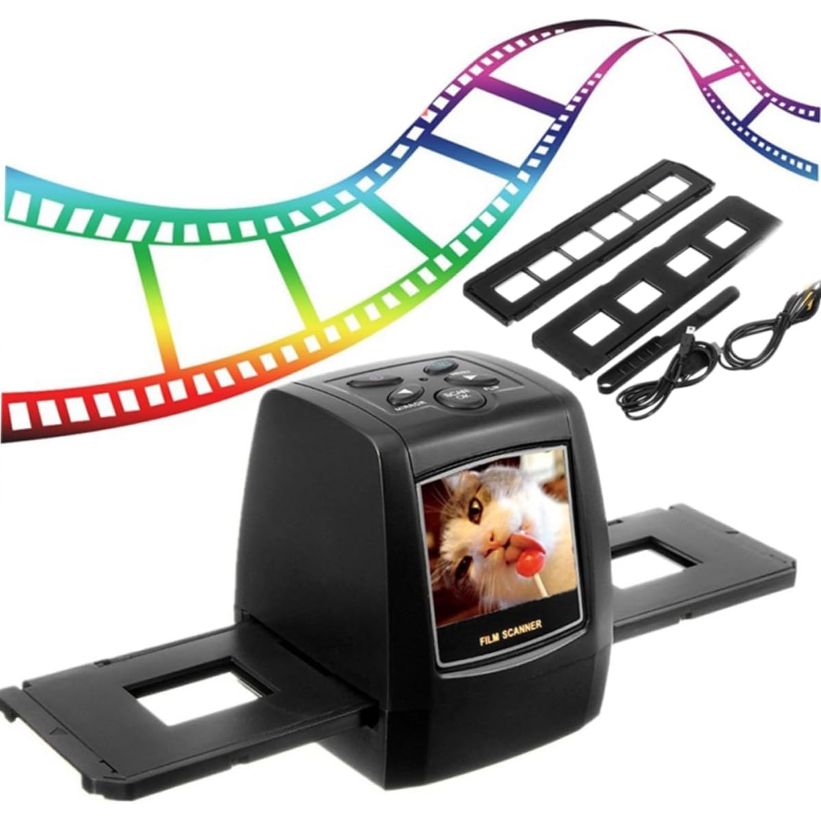 Escáneres de película convertidores de película de 35/135 mm, escaneo Negativo de número de Diapositiva del digitalizador Negativo de Pantalla LCD de 2,36 Pulgadas