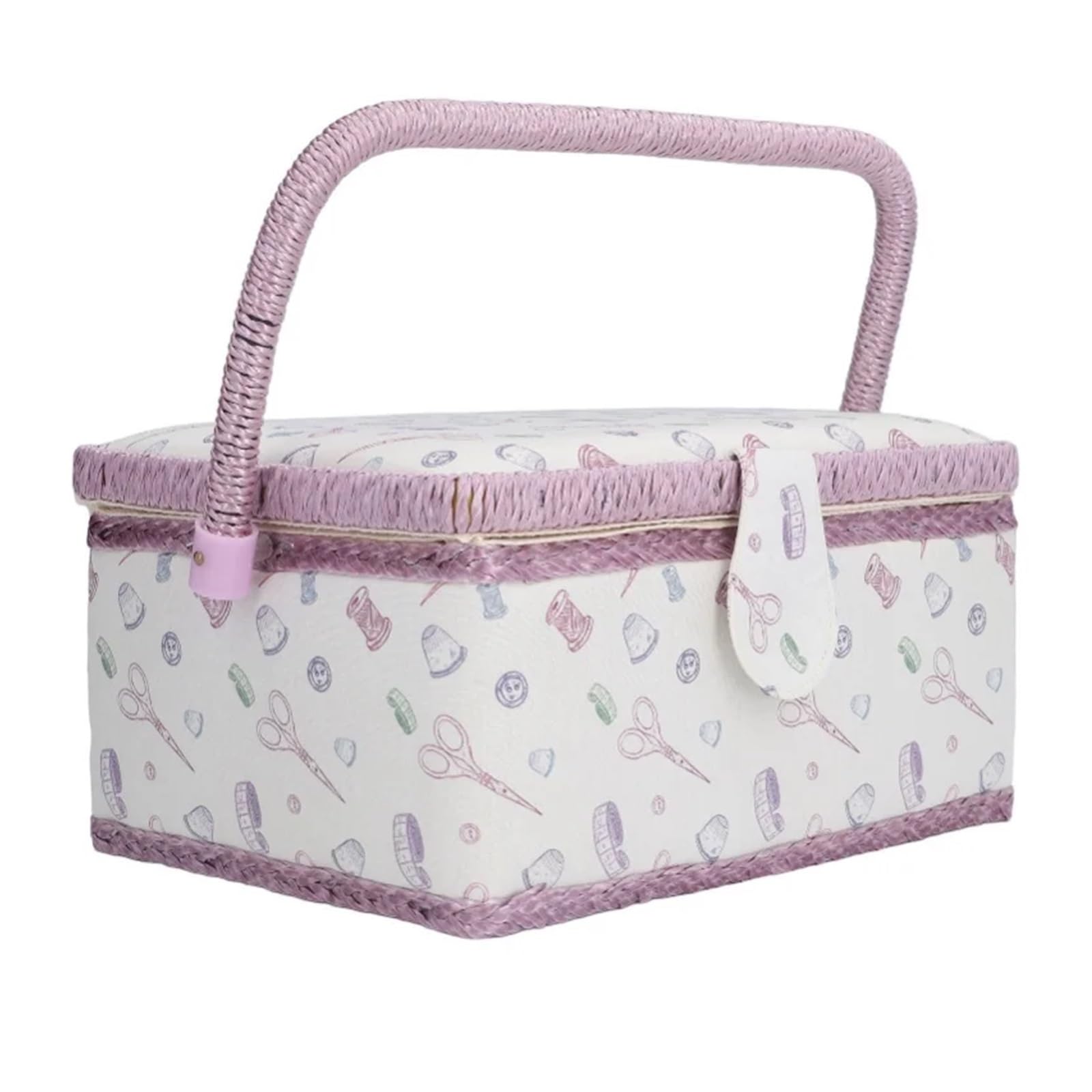 Cesta de Coser Sewing Basket Purple Fabric Crease Proof Good Elasticity Portable Durable Box