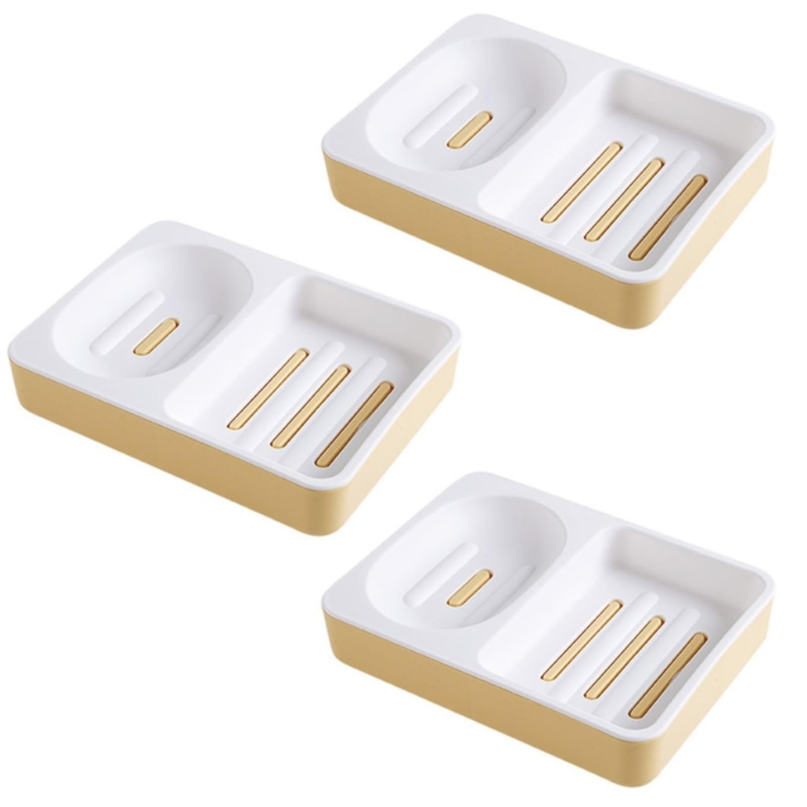 soap dish, Soap Dish Double Layer Draining Multicolor 3 Pcs(Amarillo)
