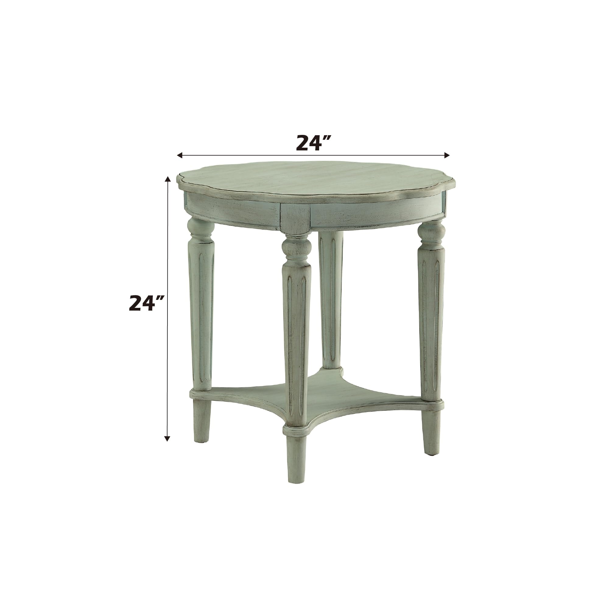 Amazon.com: Acme Fordon Round Wooden End Table with Bottom Shelf 