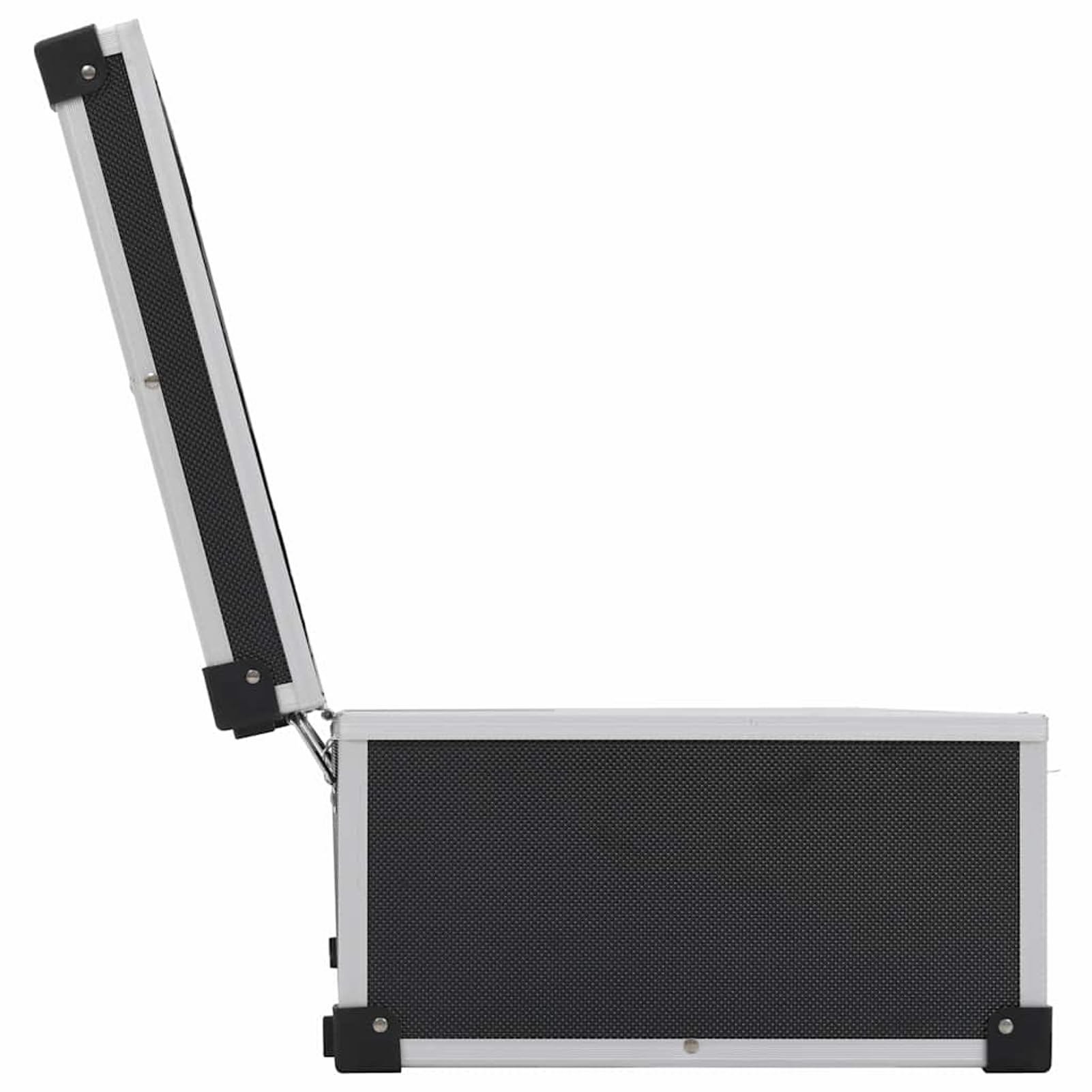 Robuster CD-Koffer mit Aluminiumbeschichtung, Holz-ABS-Material, Schwarz, 56,5 x 29,5 x 18,5 cm, abschließbar, für CD-Organisation und Schutz 91855