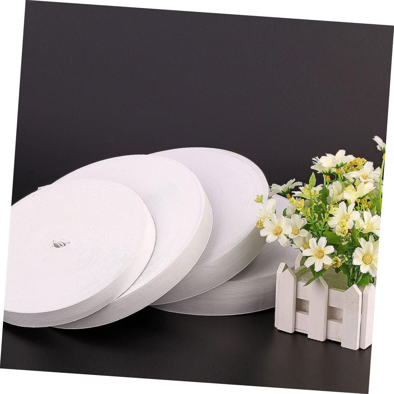 1roll Meters Flat Elastic Band for Sewing White Knit Stretch Strap Wide for Clothing Crafts and Garment Accessories