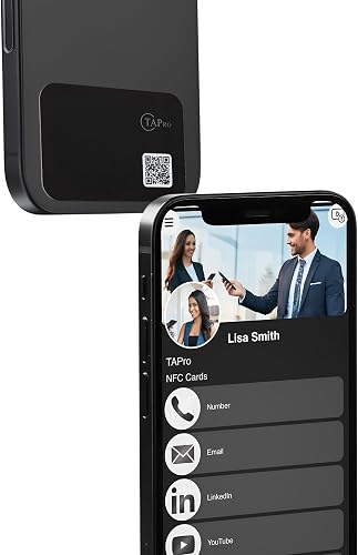 Digital Business Card Mini Tap to Share-NFC with QR Code-Custom Network Card (Black)