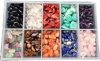 1 box10 Species Chip Crystal Healing Tumbled Gem Reiki Wicca Stones Set Tumbled Chips Stone Crushed Crystal Quartz Pieces Irregular Shaped Stones (Tumbling Crystal)