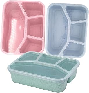 Luxshiny 3pcs with Compartments Leak Meal Prep Containers Microwave Storage for Adults Office Workers Nordic