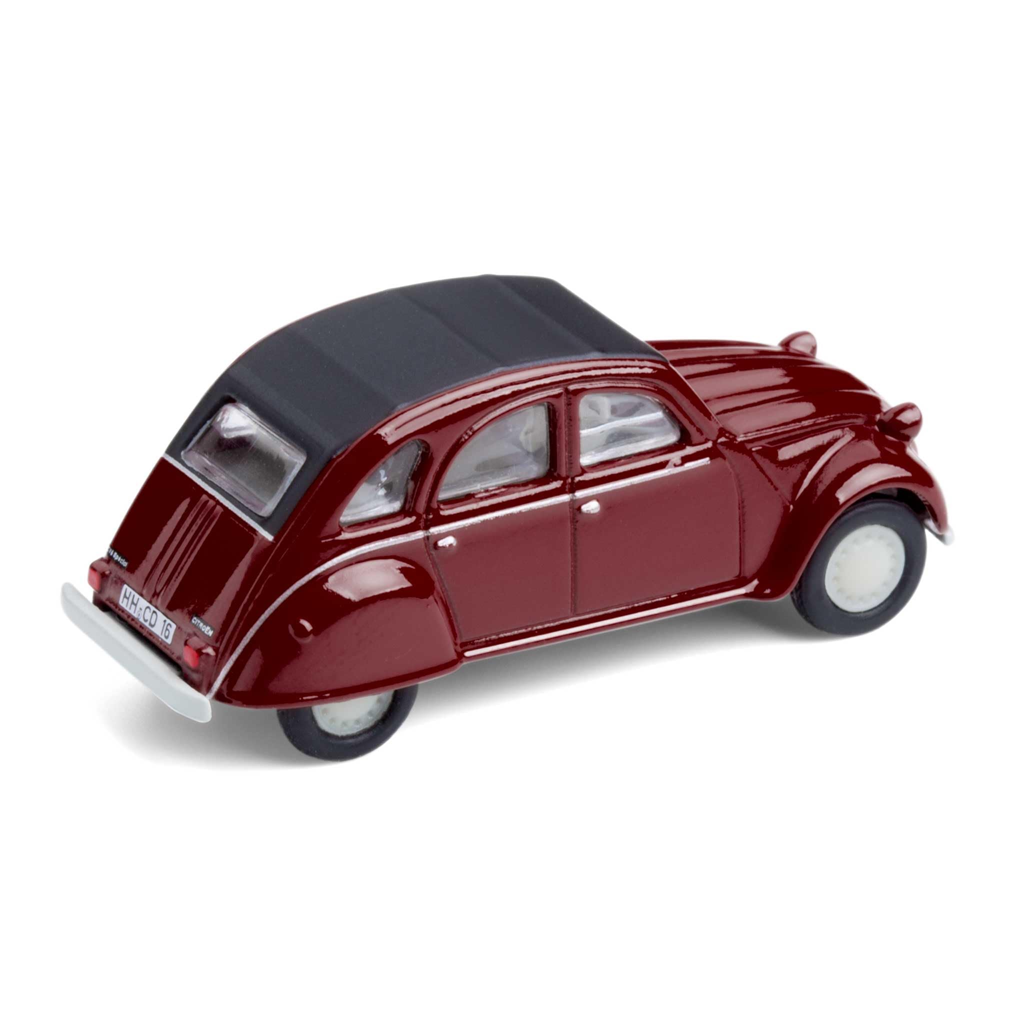 Modellauto mit Magnet für Kühlschrank und Pinnwand – Kultauto kompatibel mit Citroen 2CV Ente weinrot (20.8-43)