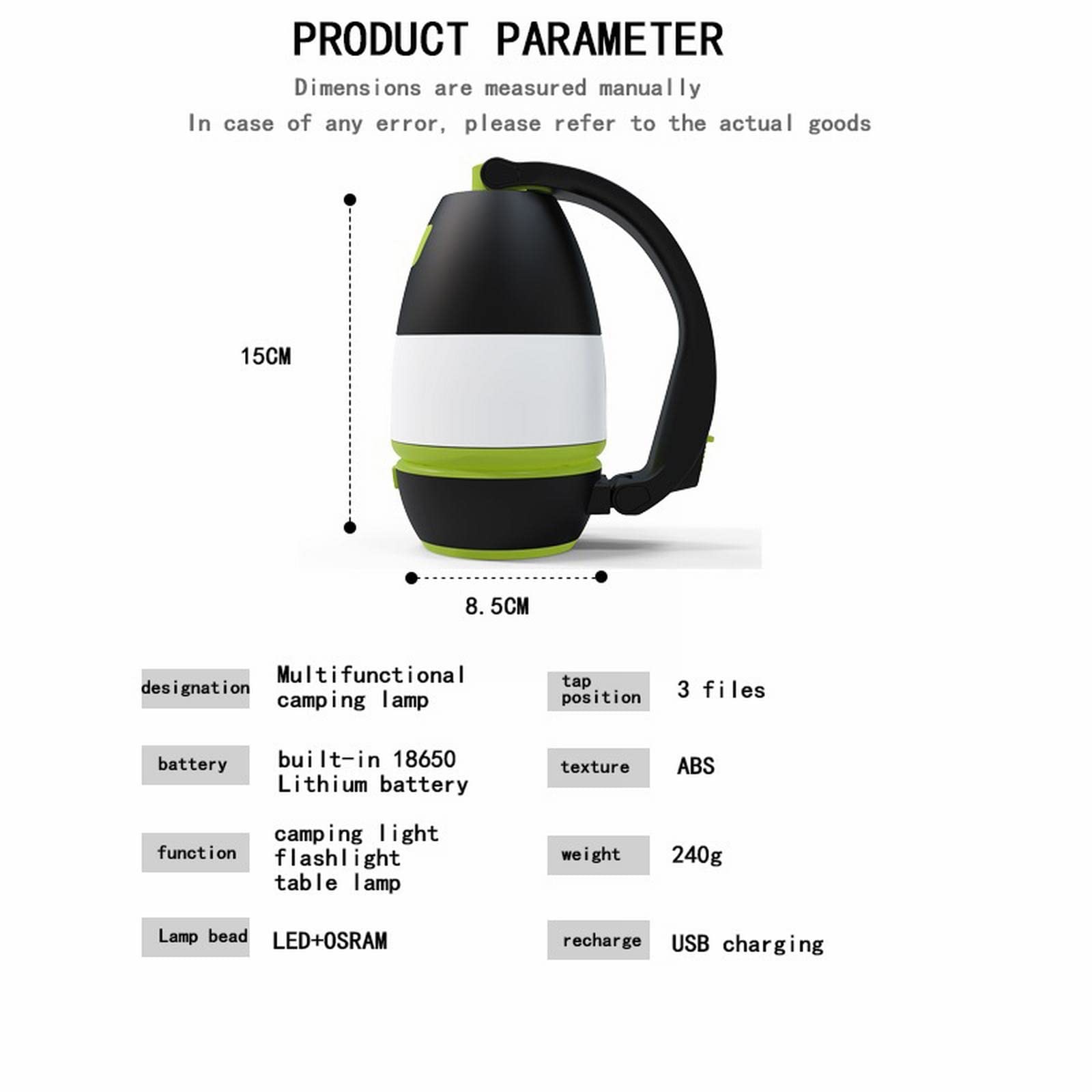 Oświetlenie zewnętrzne LED, Latarka kempingowa LED, przenośna lampa awaryjna, latarka ładowana przez USB