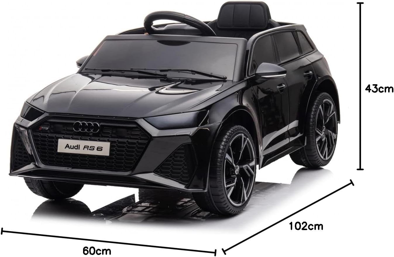 TOYSCAR Macchina Elettrica per Bambini Audi RS6 Full Optional Auto Elettrica per Bambini Telecomandata Sedile in Pelle Porte Apribili Doppio Motore Elettrico 12V Carico 25 kg