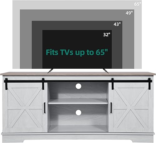Miniatura 42 de YITAHOME Soporte de TV de granja para soporte de televisión de 65 pulgadas, centro de entretenimiento con armarios de almacenamiento y puertas Roble