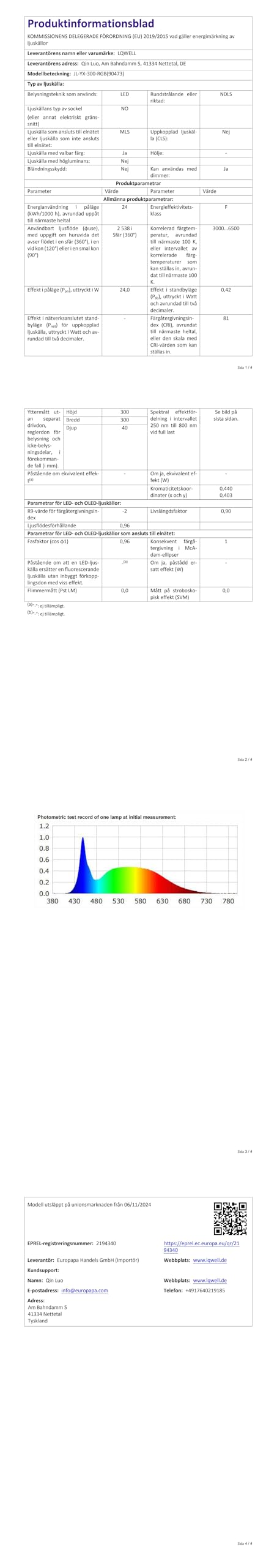 LQWELL® LED Plafoniera Dimmerabile con Telecomando, 24W 2500LM 3000-6500K RGB, Illuminazione da Soffitto Rotonda e Piatta IP44 per Soggiorno Camera da Letto Sala da Pranzo, 300 * 40mm