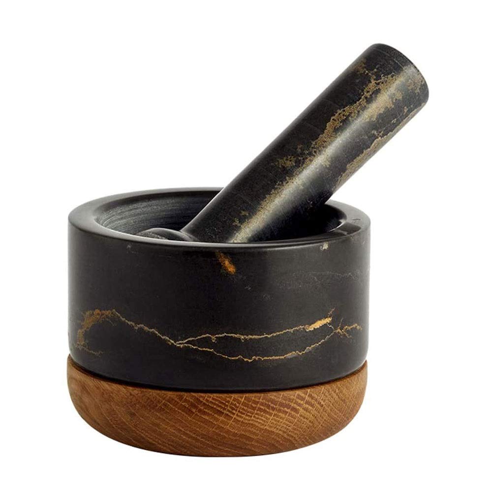 Set de mortier et de pilonage Bol de matraque de marbre et mortier, Grand Moulin à Pierres pour l'herbe Guacamole Spice Ging Root Ginger, Masher à l'ail, Presse à l'ail, Presse légumes, Ménage