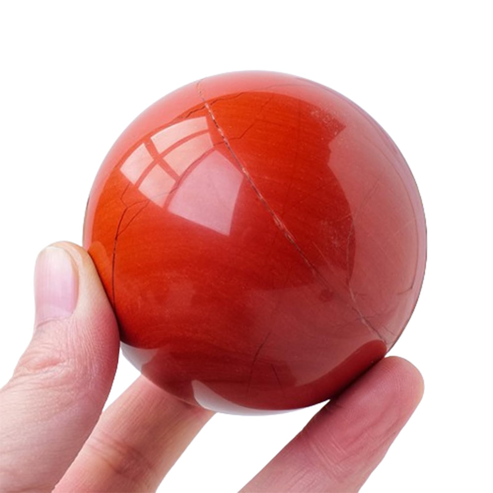 AUOQKQUT Crystal Balls Red Jasper Gemstone Sphere Ornament for Balancing Feng Shui Home and Office Decoration,4.5cm