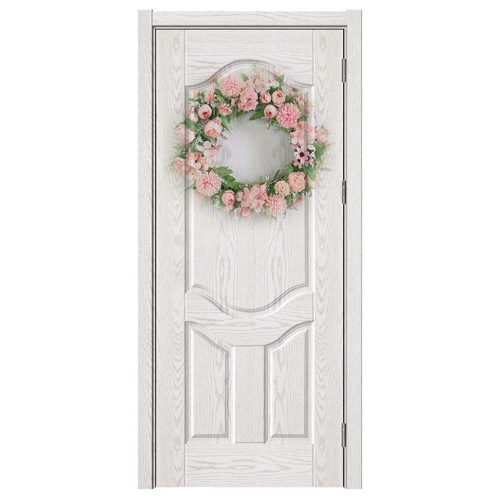 Künstlicher lila Hortensien und Pfingstrosen, Frühlingskranz, Seide, Pfingstrosenkranz mit grünen Blättern, Willkommenskranz für Haustür, Hochzeit, Wand, Heimdekoration, 39,9 cm