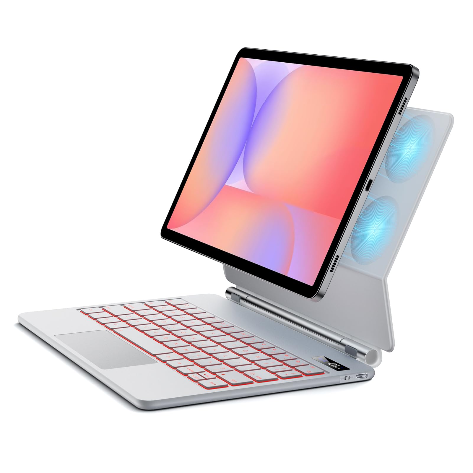 JUQITECH Magic Style Keyboard for Samsung Galaxy Tab 10.9-11" LED Display | Fits S10 Lite/S10 FE/S9 FE 10.9" S11/S9/S8/S7 11", Backlit Trackpad Keyboard, Floating Magnetic Stand Case with S Pen Slot
