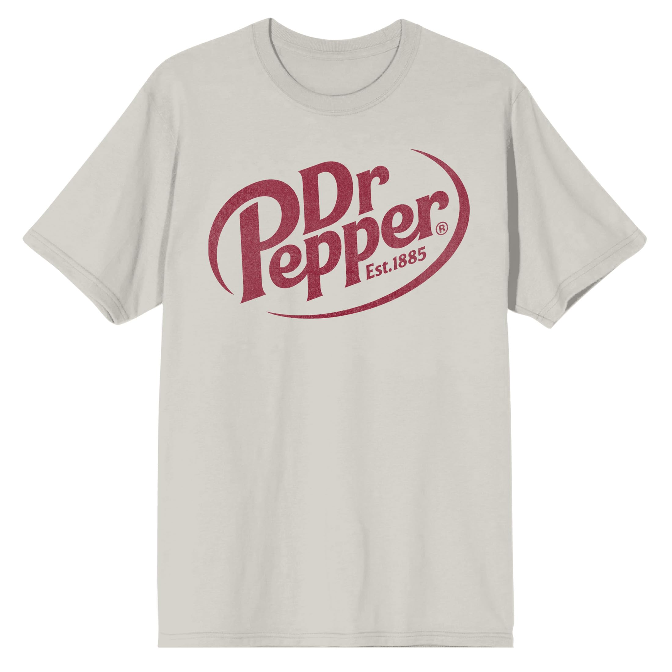 Bioworld Men's Sand Dr. Pepper Est. 1885 Maroon Logo Crew Neck Short Sleeve Shirt, Medium