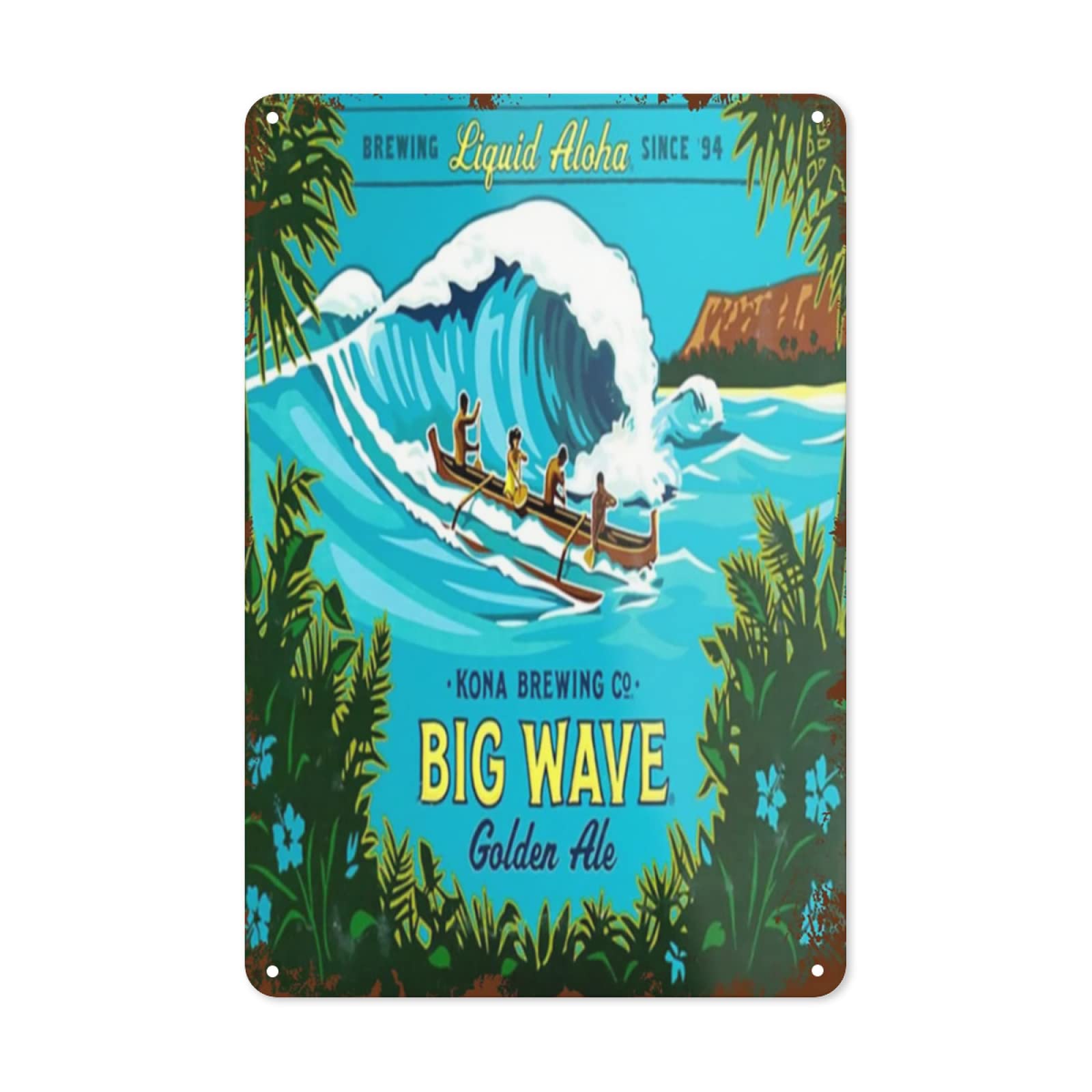 Vacsax Men's Tin-Sign1 Kona Big Wave Vintage Metal Tin Sign For Wo Wall Decor For Bars Restaurants Cafes Pubs 12X8 Inch