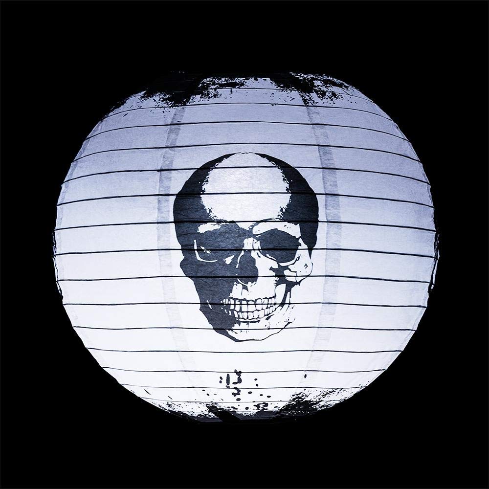 Quasimoon PaperLanternStore.com 14 Inch Halloween Skull Skeleton Face Paper Lantern, Hanging Decoration